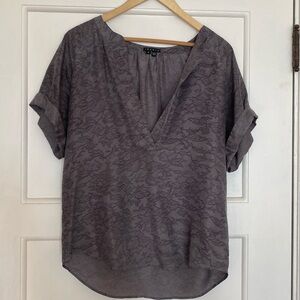 Theory silk blouse with lace print